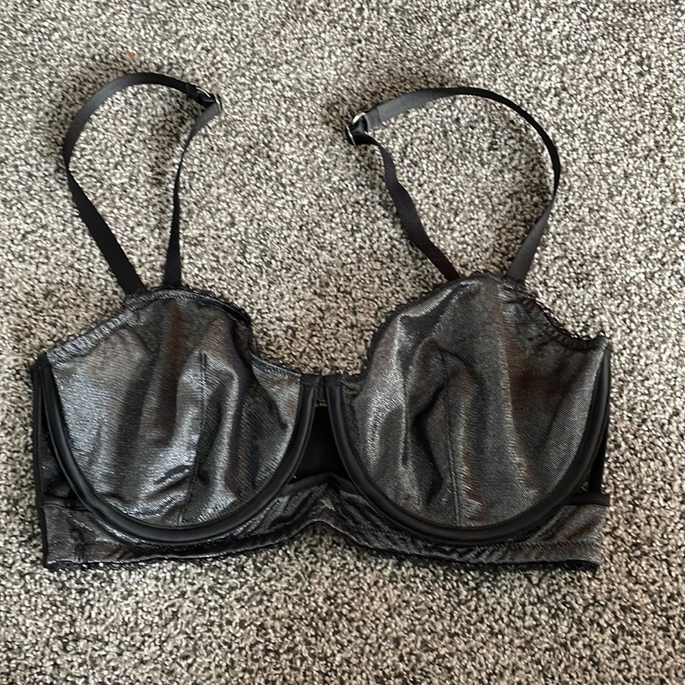Unlined black shimmer Victoria Secret balconette bra